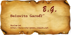 Belovits Gazsó névjegykártya